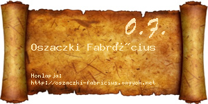 Oszaczki Fabrícius névjegykártya